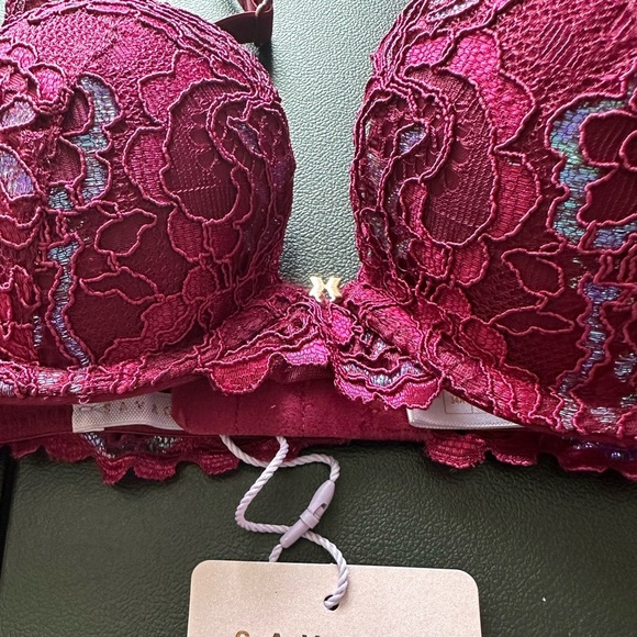 NWT Savage Fenty Romantic Corded Lace Metallic Padded Demi Bra 34A - Picture 6 of 9
